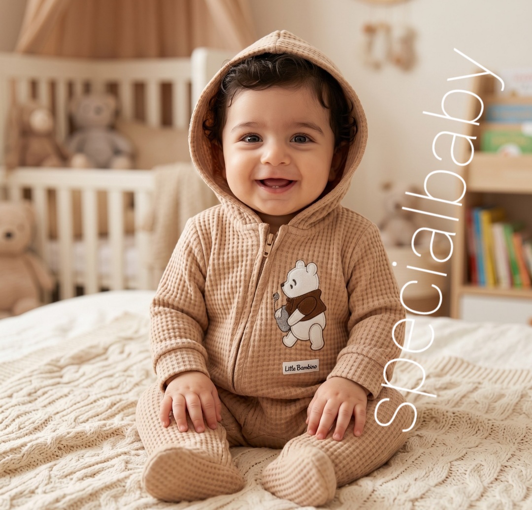 سرهمی پارچه بیسکویتی کلاه دار مورات بیبی